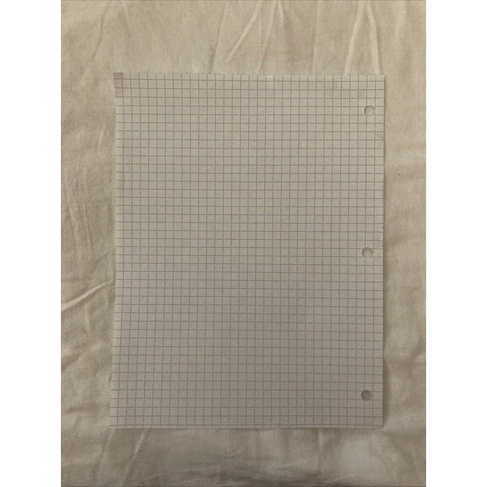 Graph Paper 8”x10.5” Grid Double Sided White | 3 Hole Punched | 1 Sheet Only